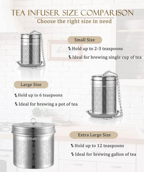 Tea Infusers for Loose Tea, 18/8 Stainless Steel Tea Strainer Set, Extra Fine Mesh Tea Steeper for Brew Tea, Spices & Seasoning...