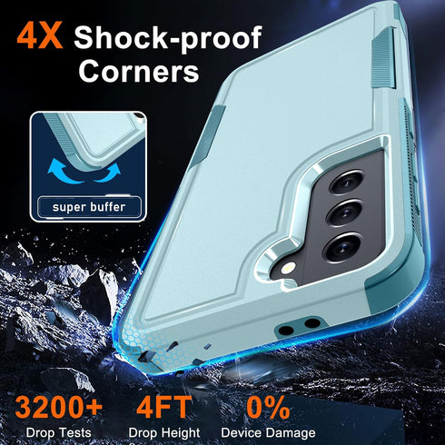 for Samsung Galaxy S21 Case, Full Body Heavy Duty Rugged Shockproof Protective Phone Cover with Lanyard Strap, Tempered Glass Screen Protector and...