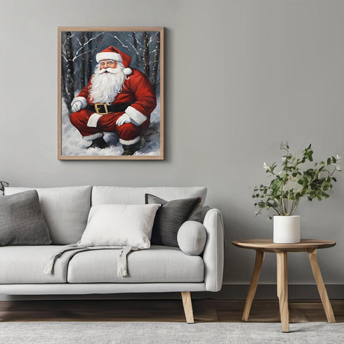 Posterizer 1 pcs-Santa Clause in snowy winter-in oil painting style-3-Holiday Poster Collection-Landscape & Nature Art-Living Room Bedroom Decor- ...