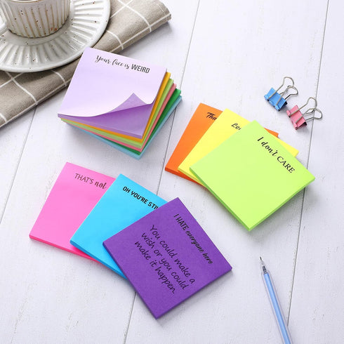 12 Snarky Sticky Notes with Funny Complaining Quotes - Vibrant 3 x 3 Inch Memo Pads for Office Supplies and Colleagues (Stylish)...