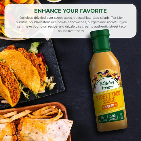 Walden Farms Queso Street Taco Sauce 12 oz. (2 Pack) Bottle - Creamy and Flavorful, Vegan, Paleo and Keto Friendly, Non-Dairy Milk Substitute - Pe...
