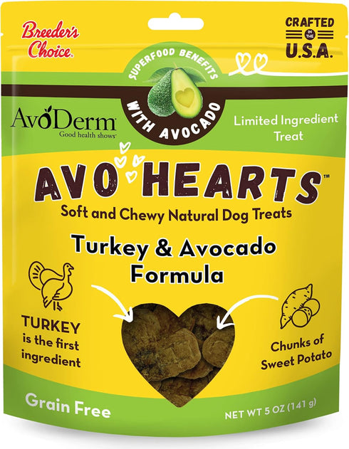 AvoDerm AvoHearts Turkey and Avocado Formula Dog Treats, 5oz bag...