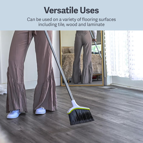 Casabella Broom & Dustpan Set, 44-Inch Angled Broom with Snap-On Dustpan, Durable Bristles, Innovative Dustpan, Convenient Storage - Perfect for T...