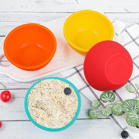 Webake Small Silicone Bowls, 4 Pack 8oz Prep Bowls Unbreakable Ice Cream Snack Bowls Side Dishes Small Bowls for Dipping Prep Dessert Serving, Ove...