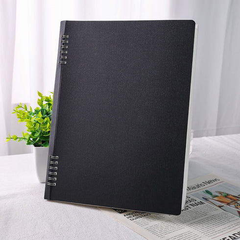Koogel A4 Spiral Notebook Black, College Ruled Spiral Notepad with Flexible Cover 80 Sheet/160 Pages for Home School Office...