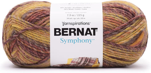 Bernat Symphony Autumn Maple Yarn - 2 Pack of 225g/8oz - Wool Blend - 5 Bulky - 309 Yards - Knitting/Crochet......