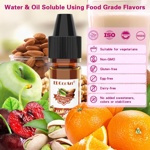 Food Flavoring Oil - Concentrated Candy Flavors, 6 Liquid Lip Gloss Flavoring Oil, Almond Butter Pecan Pistachio Flavor Oil for Baking, Cooking, S...