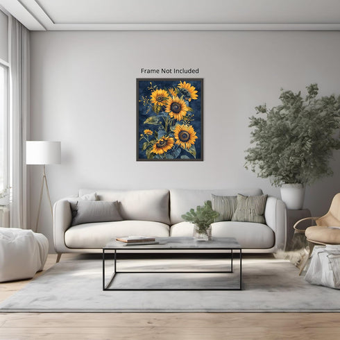 Posterizer 1 pcs-surreal yellow sunflowers-Floral & Botanical Art-Abstract & Modern Art-Decor for Home & Office- UNFRAMED Wall Art...