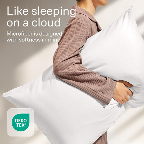 Ultra Soft Pillow Protectors with Zipper Standard Size - Set of 4 Breathable Pillow Covers - 100% Protection Against Stains, Dust & Dirt - Machine...