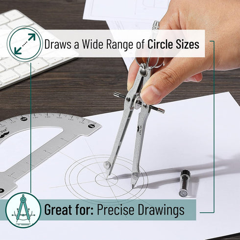 Mr. Pen- Metal Protractor and Metal Compass Set, Compass for Geometry, Geometry Set, Compasses, Protractor and Compass, Protractor for Geometry, D...