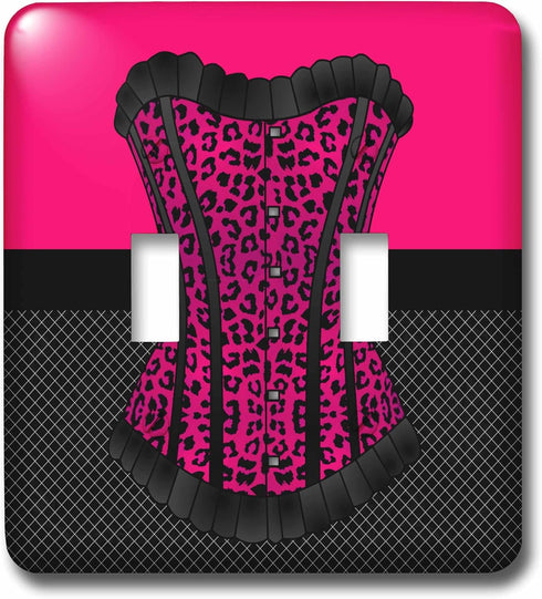 3dRose lsp_58704_2 Cheetah Print Corset Fishnet Double Toggle Switch, Black/Pink...
