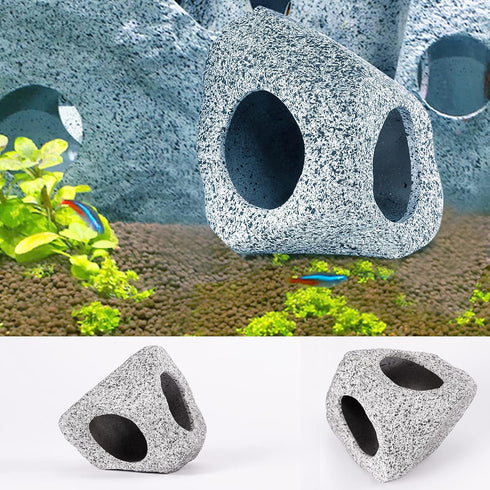 3 Pieces Rock Aquarium Decorations, Stackable Cave Aquarium Decor, Betta Fish Tank Accessories Hideout Hidden Stones Ornaments, Fish Rock House Hi...