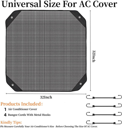 Central Air Conditioner Cover for Outside Units 32 x 32 -Durable AC Cover Defender Outdoor?Leaf Guard Mesh Air Conditioner Cover (32" x 32")...
