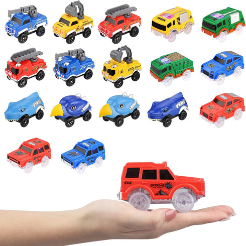 Tracks Cars Replacement only, Toy Cars for most Tracks Glow in the Dark, Racing Car Track Accessories with 3 Flashing LED Lights, Compatible with ...