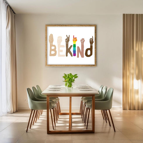 Posterizer 1 pcs-Be Kind-LGBTQ Rainbow Inclusivity Poster-Gay & LGBTQ Art- Gift for Men Women Entrepreneur Teens-School and classroom art- unframe...