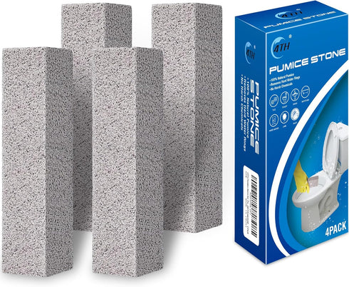 4TH Pumice Stone for Toilet Bowl Cleaning,Remove Away Limescale Stain,Hard Water Rings,Calcium Buildup,Iron and Rust,Scouring Stick for Tile/Bath-...
