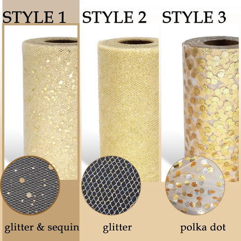 Glitter Tulle Fabric, 6 Inch by 50 Yards (150ft) Sequin Tulle Roll for Tutu Gift Wrapping Wedding Decoration DIY Crafts Party Backdrop (Yellow)...