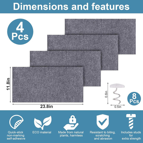 Mity rain 4PCS Cat Scratch Furniture Protector Mats 23.6“X11.8”Trimmable Self-Adhesive Cat Scratch Pads with 8PCS Furniture Nails Cat Couch Protec...