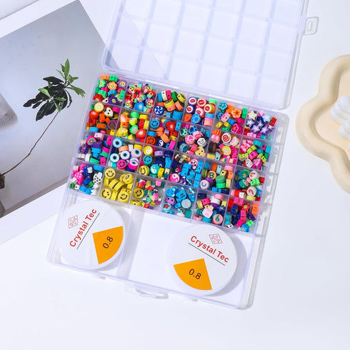 480PCS Fruit Flower Polymer Clay Beads, Cute Smiley Heart Mushroom Clay Beads Charms for Jewelry Necklace Earring Making, DIY Bracelet Making Kit...