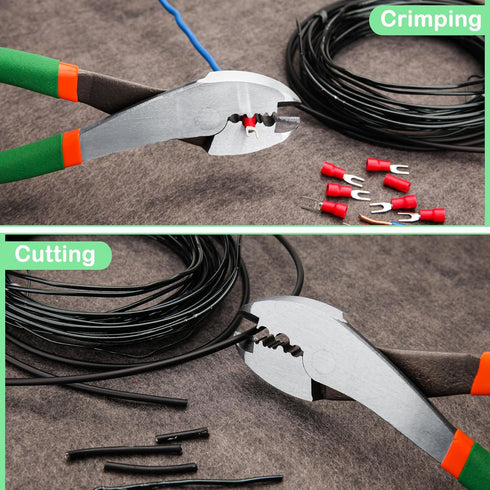 Electrician's Terminal Crimp Pliers with Cutter Wire Crimping Tools Cable Wire Electrical Cutter Crimper with PVC Handle Electrical Pliers for 10 ...