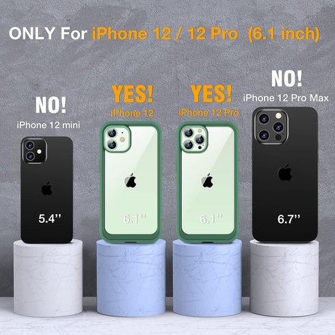 Miracase Glass Case for iPhone 12/ iPhone 12 Pro 6.1 inch (2020), Full-Body Clear Bumper Case with Built-in 9H Tempered Glass Screen Protector for...