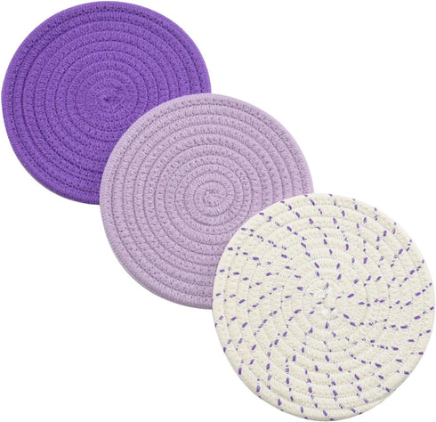Pot Holders Set Trivets Set 100% Pure Cotton Thread Weave Hot Pot Holders Set (Set of 3) Stylish Coasters, Hot Pads, Hot Mats, Spoon Rest For Cook...