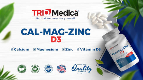 Cal-Mag-Zinc D3 Dietary Supplement (Calcium Magnesium Zinc & Vitamin D3) | Immune, Bones & Teeth Support | Non-GMO | Vegan | Gluten Free | Dairy F...