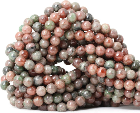 60PCS 6mm Natural Kashgar Garnet Gemstones Round Loose Beads for Jewelry Making 1 Strand 15"...
