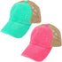 C.C Ponytail Criss Cross Messy Buns Ponycaps Baseball Cap Dad Trucker Mesh Hat (1 Distressed Mint + 1 Distressed Pink)...