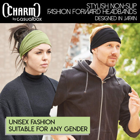 CHARM Navy Japanese Bandana Headbands for Men and Women – Comfortable Head Bands with Elastic Secure Snug Fit Ideal Runners Fitness Sports Footbal...