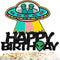 ET Happy Birthday Cake Topper Decorations with UFO for Alien Theme Picks for Kids Party Decor Supplies...