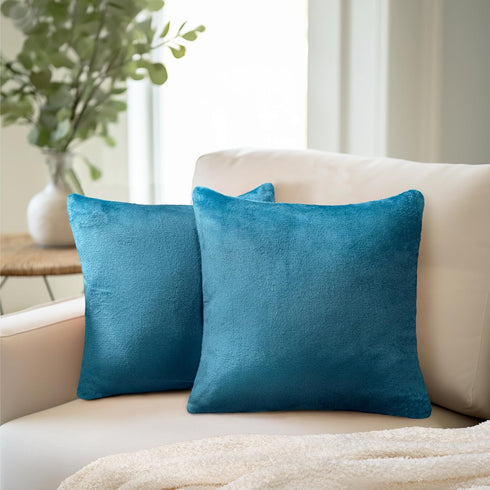 PAVILIA Teal Blue Throw Pillow Covers 18x18 Set of 2, Decorative Pillow Cases for Bed Sofa Couch, Boho Aesthetic Accent Decor Cushion Bedroom Livi...