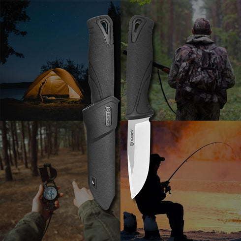 Ganzo G807-BK Fixed Blade Knife 9CR14 Stainless Steel Blade Ergonomic Anti-Slip Handle Camping Hunting Fishing Outdoor EDC Knife with PP Scabbard ...