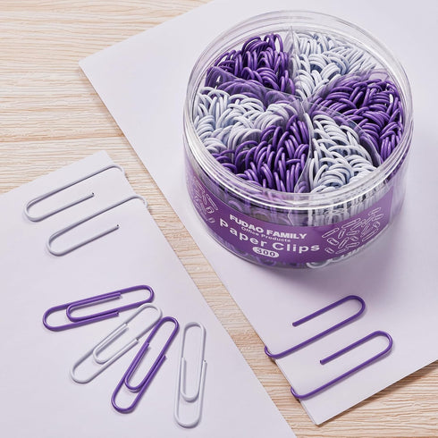 300pcs Large Paper Clips, Purple and White Jumbo Paperclips, 2 Inch (50 mm) Paper Clip for Office School Document Organizing...