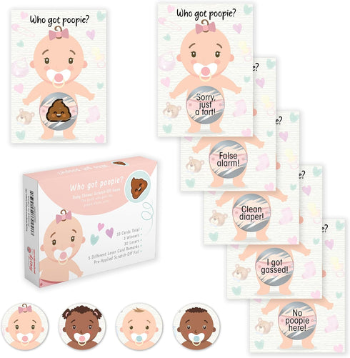 Party Hearty Baby Shower Games for Girl, 33 Poopie Emoji Scratch Off Lottery Tickets, Baby Games Ideas, Scratch Off Game...