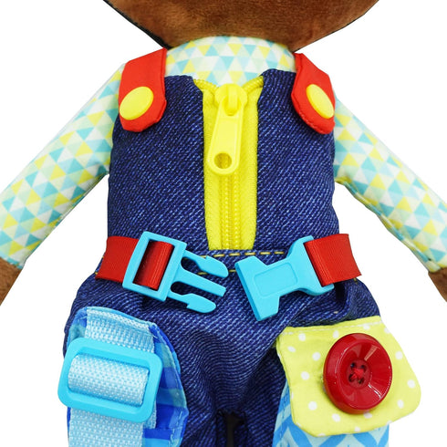 June Garden 15.5" Dressy Friends Isaiah - Educational Stuffed Plush Doll for Kids and Toddlers 2 Years and Up - Montessori Buckle Soft Toy...