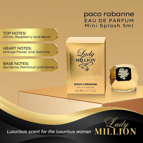 Lady Million Perfume for Women Mini Splash EDP 0.17 Fl oz...