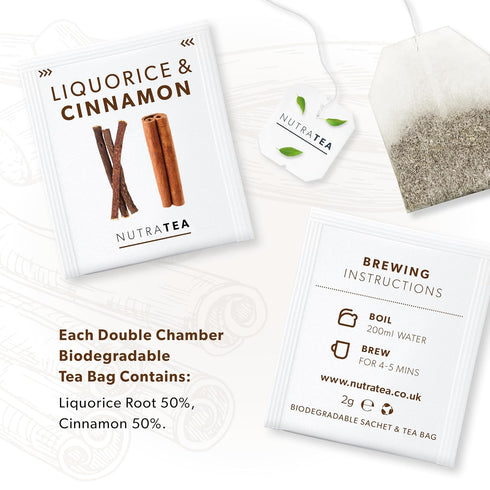 Nutra Tea - Liquorice & Cinnamon Tea | Licorice Tea | Cinnamon Tea - 20 Tea Bags - Herbal Tea - (1 Pack)...