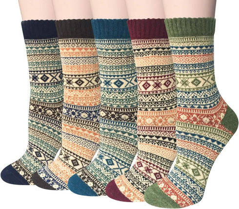 Loritta Womens Wool Socks Winter Warm Thick Knit Soft Vintage Casual Crew Hiking Boot Socks Gifts...