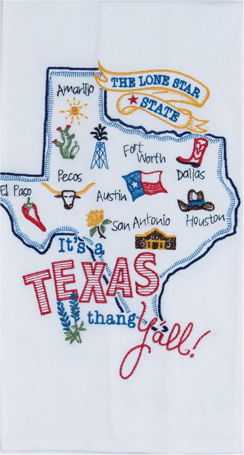 3 Texas Themed Decorative Cotton Kitchen Towels Set with White, Blue and Red Print | 2 Flour Sack and 1 Terry Towel for Dish and Hand Drying | By ...