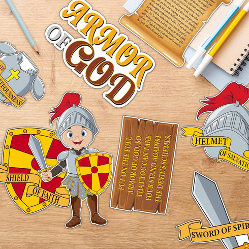 50 Pcs Armor of God Cutouts for Kids Books of The Bible Religious Bulletin Board for Sunday School Religious Classroom Decorations Medieval Childr...