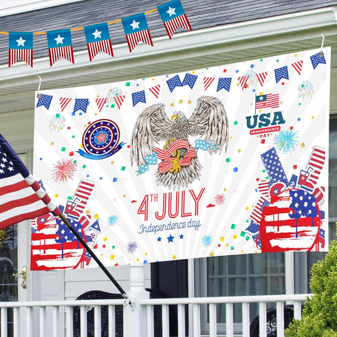 Independence Day Banners,6x3.6FT Large Size Independence Day Background Decoration for Holiday Party, Happy Independence Day 4th of July Parties H...