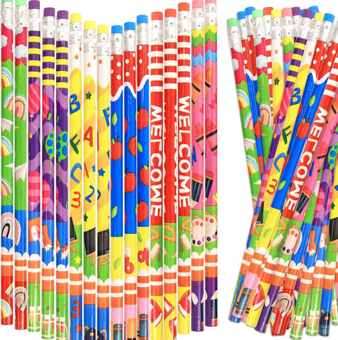 Fancy Land Welcome Back To School Pencils 60PCS Wooden Pencil with Eraser First Day School Classroom Teacher Award for Kids...