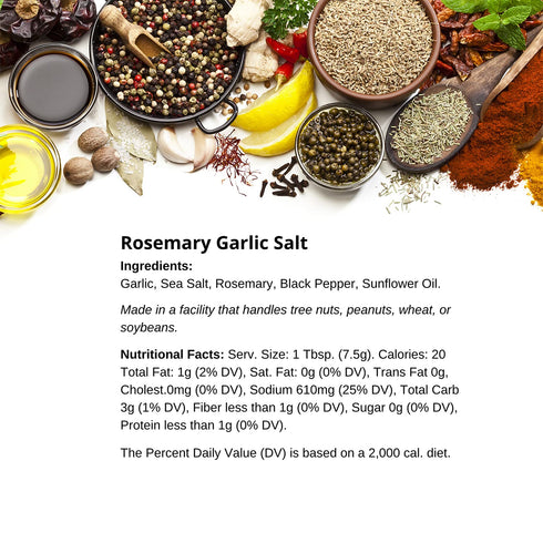 Premium Rosemary Garlic Salt by Spice + Leaf - Vegan Kosher and No Preservatives Spice Blend Used to Make Roasted Potatoes, Brussel Sprouts, Veget...