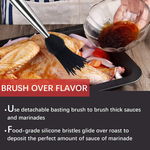 KAYCROWN Stainless Steel Turkey Baster Commercial Grade Quality Silicone Bulb Including 2 Marinade Injector Needles And Basting Brush...