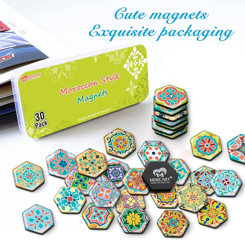 MORCART 30PCS Hexagon Fridge Magnets, Cute Locker Magnets, Decorative Magnets for Refrigerator Whiteboard Cabinet Office Kitchen Blackboard Gift f...