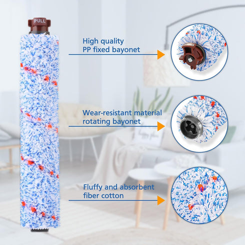 Brush Filter Replacement for Bissell CrossWave Floor and Area Rug Cleaner 3888A 2306A 1785 Serie, 2 Multi Surface Brush 1868 + 2 Filter 1866, Comp...