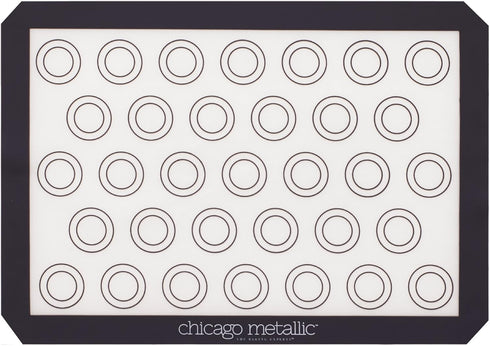 Chicago Metallic Silicone Pastry Mat with Measurements,, Baking Mat with Cookie Marks Gray 16.5x11.5 Inch...