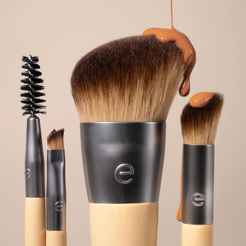 EcoTools New Natural Conceal, Enhance, & Sculpt Trio, Makeup Brushes For Foundation, Concealer, & Brows, Dense, Synthetic Bristles For Sculpting F...