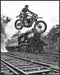 Posterizer 1 pcs-black and white photo-motorcycle on train track 3-Photography Art-Retro Art-Decor for Home & Office- unframed wall art...
